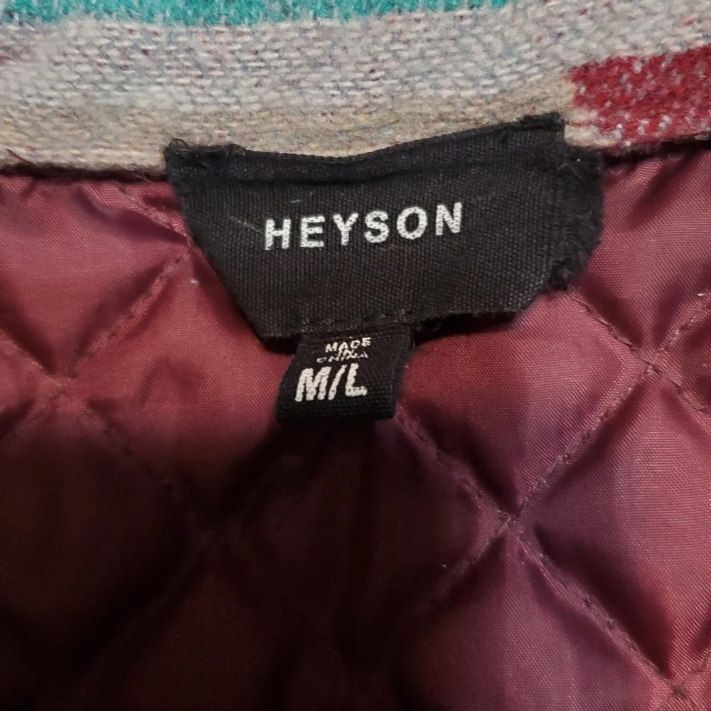 Heyson Aztec Patterned Jacket - Burgundy and Teal. Sz M/L